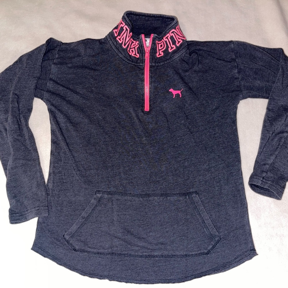 PINK Victoria's Secret Dark Gray Sweatshirt with Pink Accents